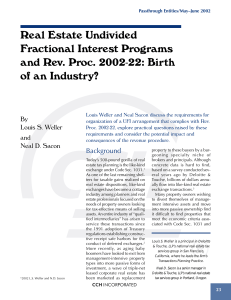 Real Estate Undivided Fractional Interest Programs and Rev. Proc
