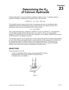 Determining the Ksp of Calcium Hydroxide