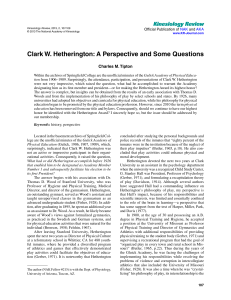 Clark W. Hetherington: A Perspective and Some