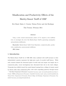 Misallocation and Productivity Effects of the Hawley$Smoot Tariff of