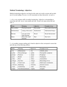 Medical Terminology: Adjectives