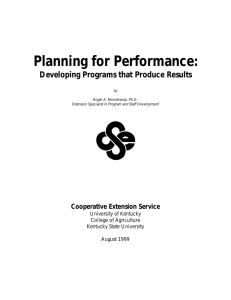 Planning for Performance: Developing Programs that Produce Results