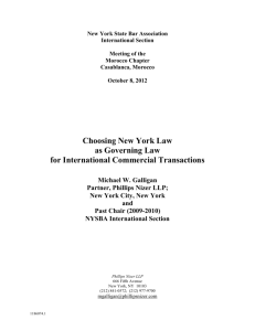 Choosing New York Law as Governing Law for International