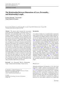 The Relationship Between Dimensions of Love, Personality, and