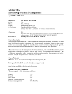 MGSC 486 Service Operations Management