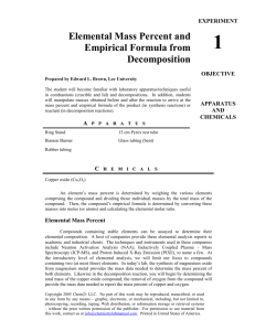 Elemental Mass Percent and Empirical Formula from