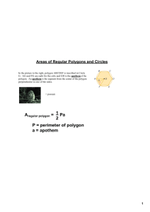 P = perimeter of polygon a = apothem 1 2