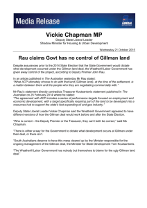Rau claims Govt has no control of Gillman land