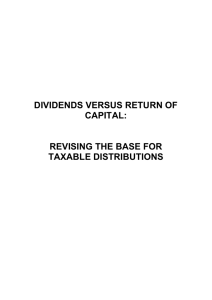 Dividends versus return of Capital : Revising the base for Taxable