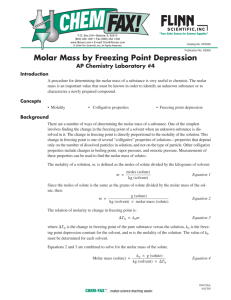 AP Lab #4 Molar Mass by Freezing Point Depression