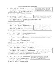 ANSWERS--Balancing Equations Examples/Practice 1. ___ Cu2O +