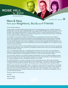 To Our Valued Customers: Spring has sprung at Rose Hill Bank