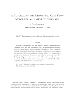 A Tutorial On The Discounted Cash Flow Model For - S-WoBA