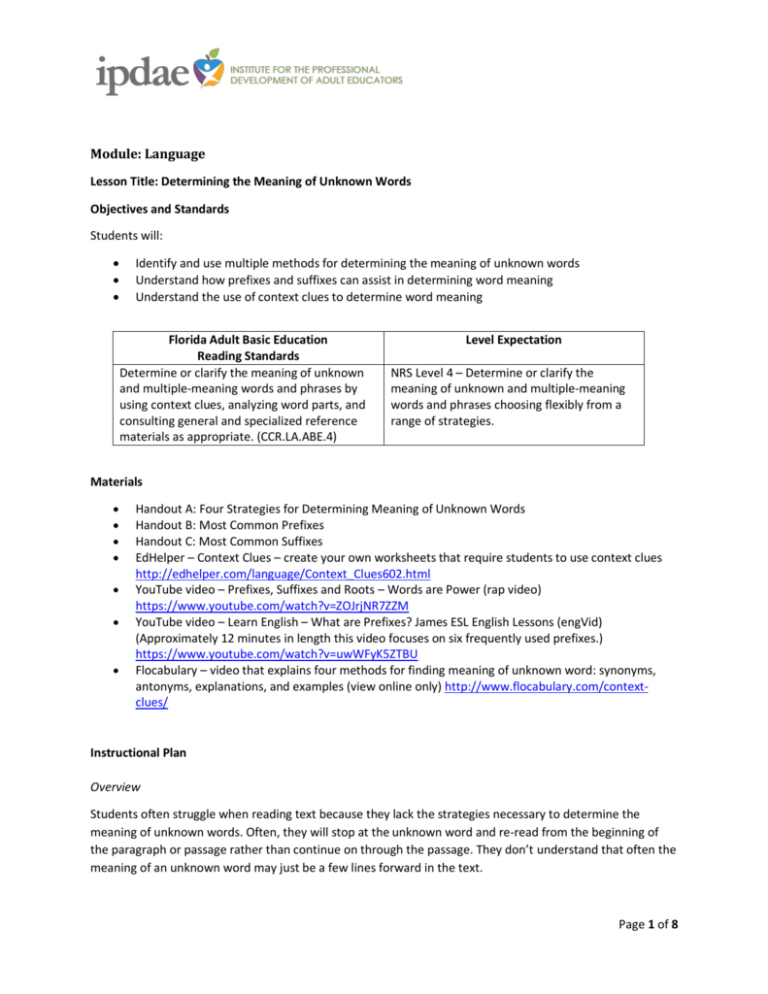 Find The Meaning Of Unknown Words Worksheet