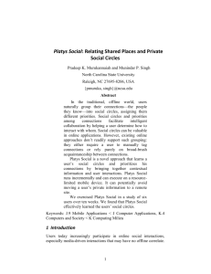 Platys Social: Relating Shared Places and Private Social Circles.