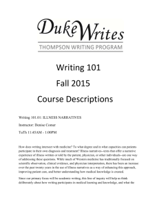 Writing 101 Fall 2015 Course Descriptions