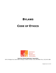 bylaws code of ethics - American Dental Hygienists Association