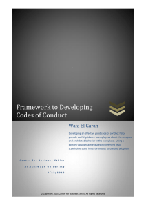 Framework to Developing Codes of Conduct