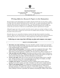 Writing Effective Research Papers in the Humanities
