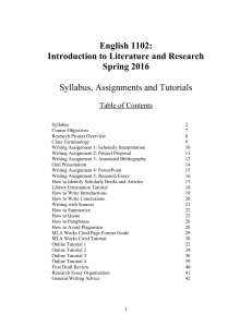 English 1102: Introduction to Literature and Research Spring 2016