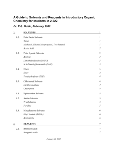 A Guide to Solvents and Reagents in Introductory Organic Chemistry