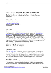 Hello World: Rational Software Architect V7