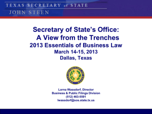 Presentation: PDF - Texas Secretary of State