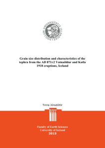 Grain size distribution and characteristics of the tephra from the AD