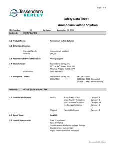 Safety Data Sheet Ammonium Sulfide Solution