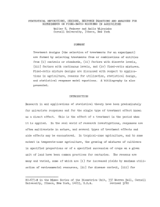 STATISTICAL DEFINITIONS, DESIGNS, RESPONSE EQUATIONS