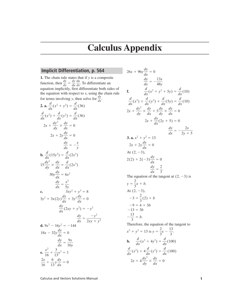 Solutions For Appendix Implicit