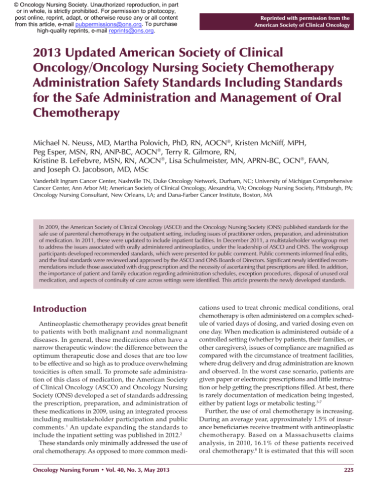2013 Updated American Society of Clinical Oncology/Oncology