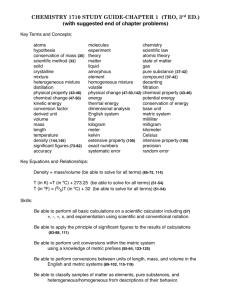 CHEMISTRY 1710 STUDY GUIDE-CHAPTER 1 (TRO, 3rd ED.) (with