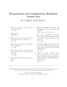 Permutations and Combinations Worksheet Answer Key