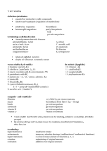 7. VITAMINS definition (attributes) • organic low molecular weight