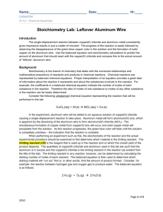 Stoichiometry Lab: Leftover Aluminum Wire