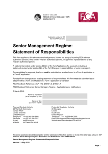 Senior Management Regime: Statement of Responsibilities