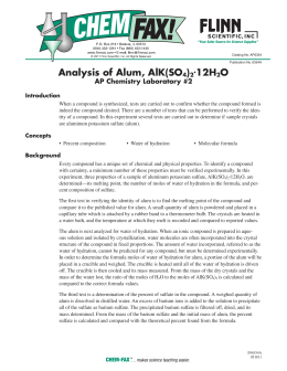 EXPERIMENT 8 Synthesis of Alum from Al Metal