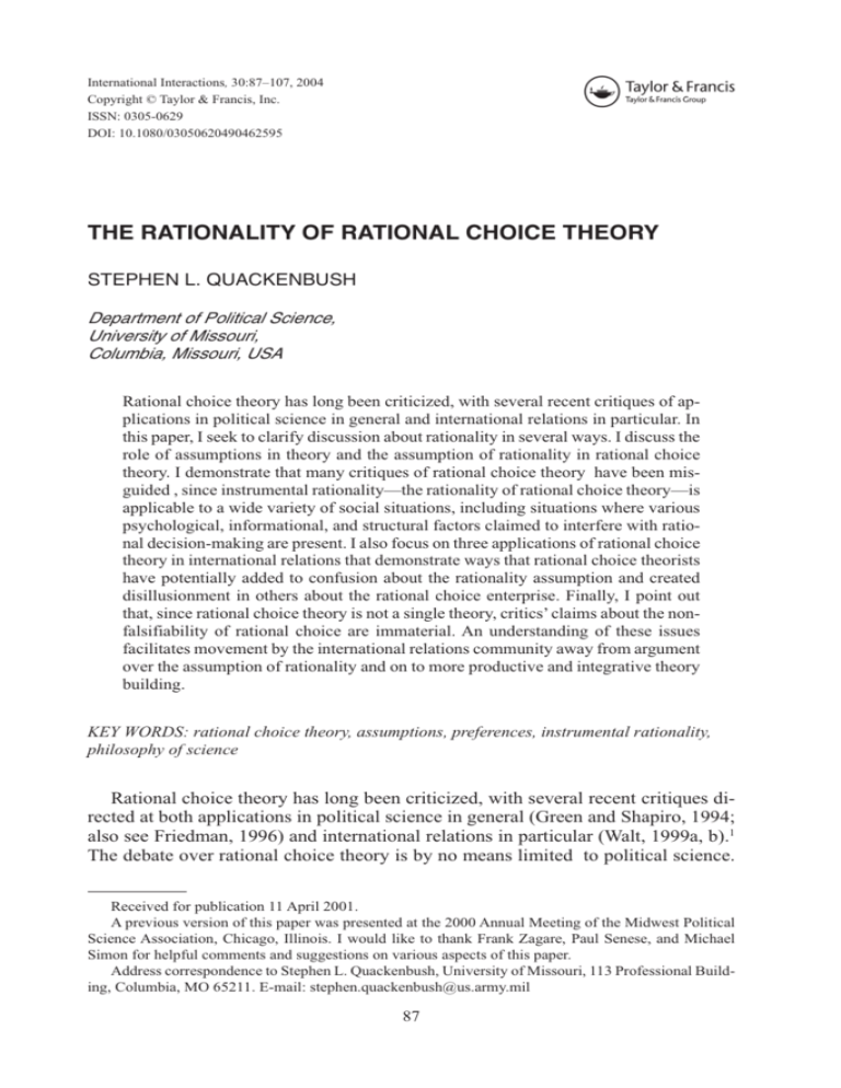rational choice theory research paper