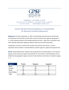 GPSSF Section Survey Results and Report on Admission by Motion