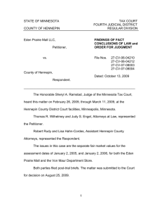 27-CV-06-04210 Eden Prairie, MN Eden Prairie Mall Decision