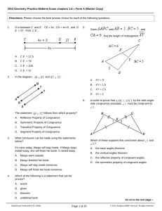 2013 Geometry Practice Midterm Exam chapters 1
