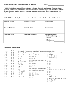 ACADEMIC GEOMETRY – MIDTERM REVIEW WS ANSWERS