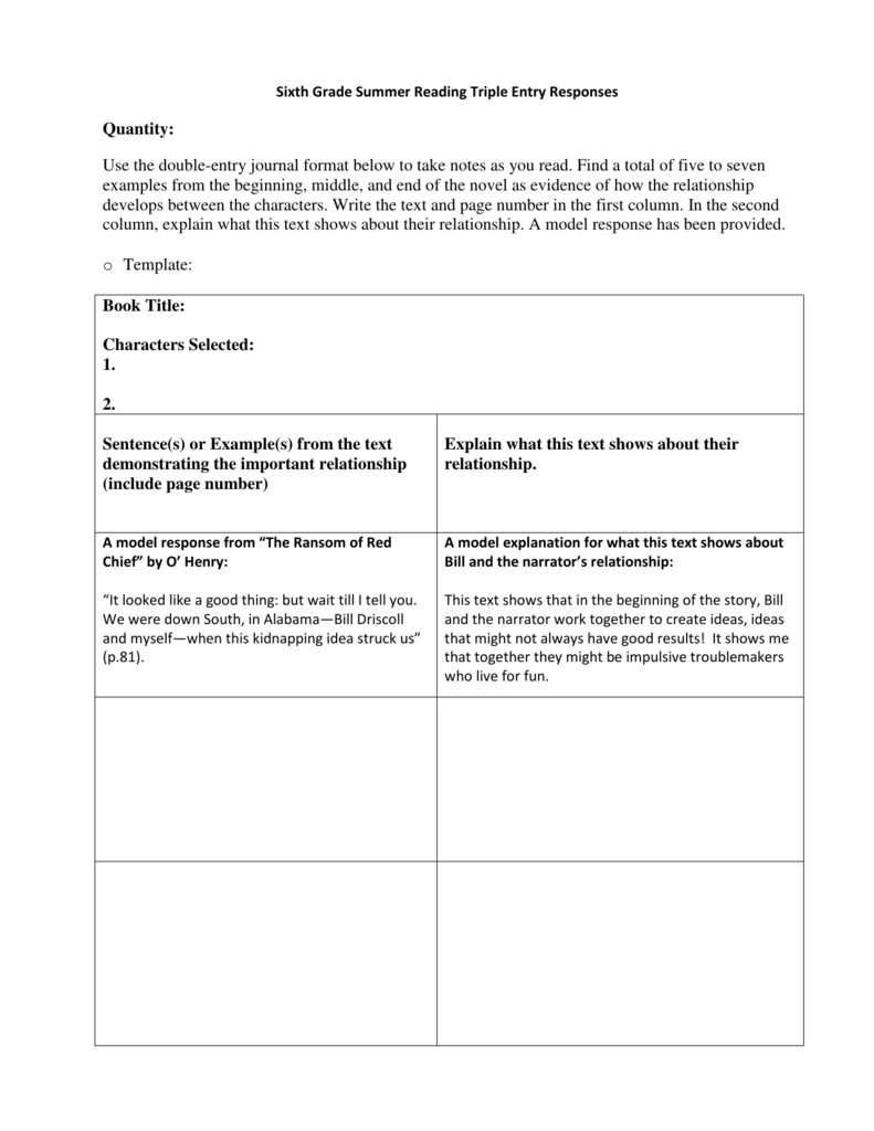 Use the double-entry journal format below to take notes as you read Pertaining To Double Entry Journal Template For Word