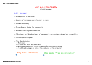 Unit 2.3.3 Pure Monopoly