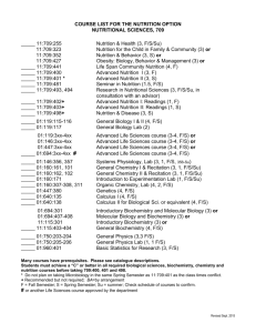 Course list for Nutrition Option - Department of Nutritional Sciences