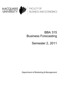 BBA315 Business Forecasting 2011 S2