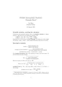 STA201 Intermediate Statistics Formula Sheet