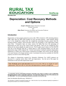 Depreciation: Cost Recovery Methods and Options