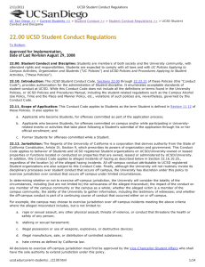 UCSD Student Conduct Regulations 10-11